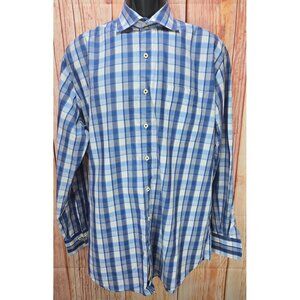 Peter Millar Mens Blue Long-Sleeve Button-Down Shirt Large